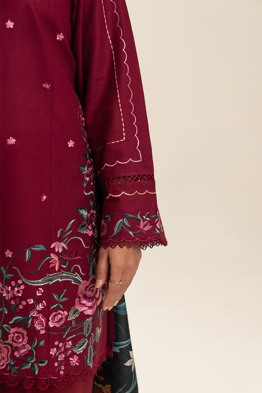 3 PIECE EMBROIDERED  TEXTURED LAWN SUIT-GARNET GRACE (UNSTITCHED)