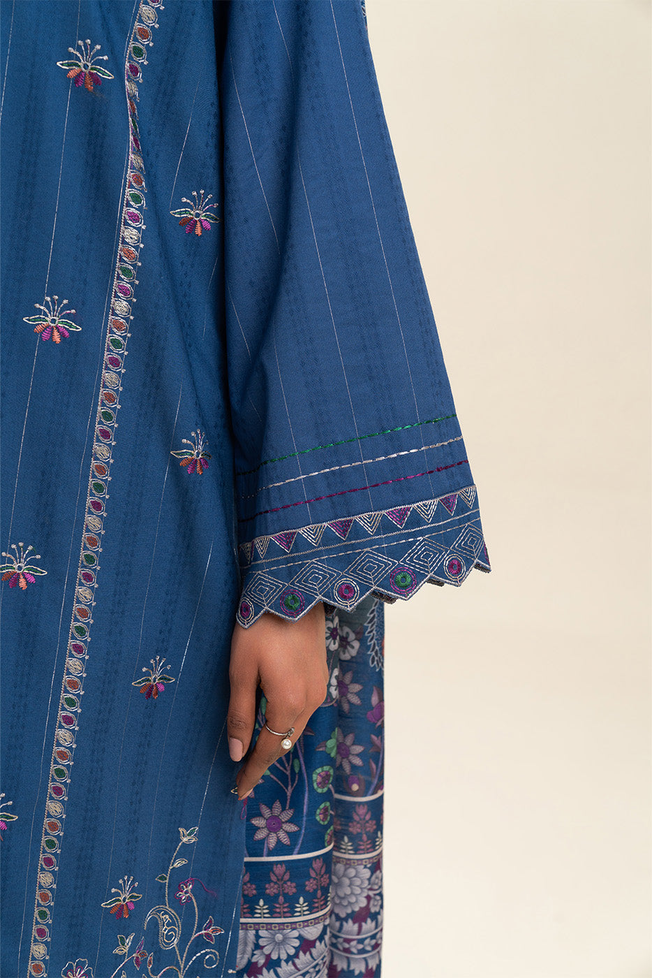 3 PIECE EMBROIDERED  TEXTURED LAWN SUIT-FLORAL TOPAZ (UNSTITCHED)