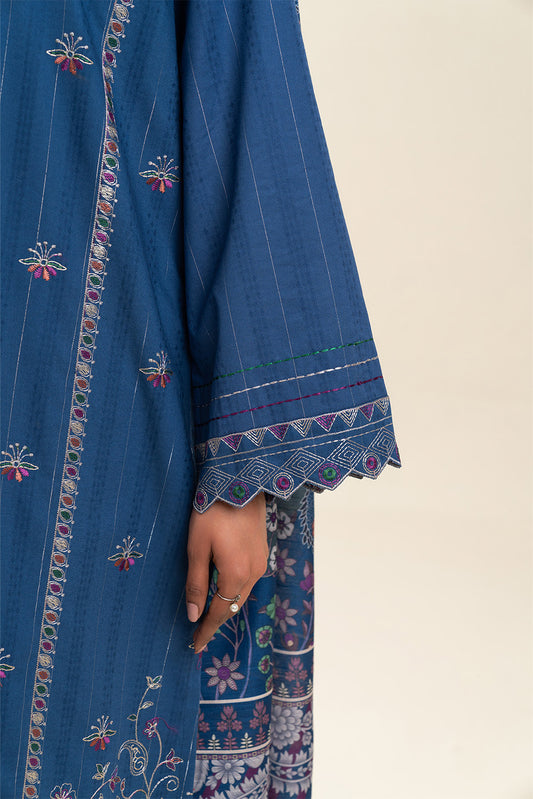 3 PIECE EMBROIDERED  TEXTURED LAWN SUIT-FLORAL TOPAZ (UNSTITCHED)