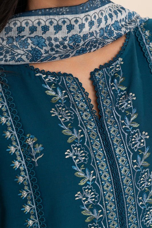 3 PIECE EMBROIDERED LAWN SUIT-OCEANIC LUXE (UNSTITCHED)