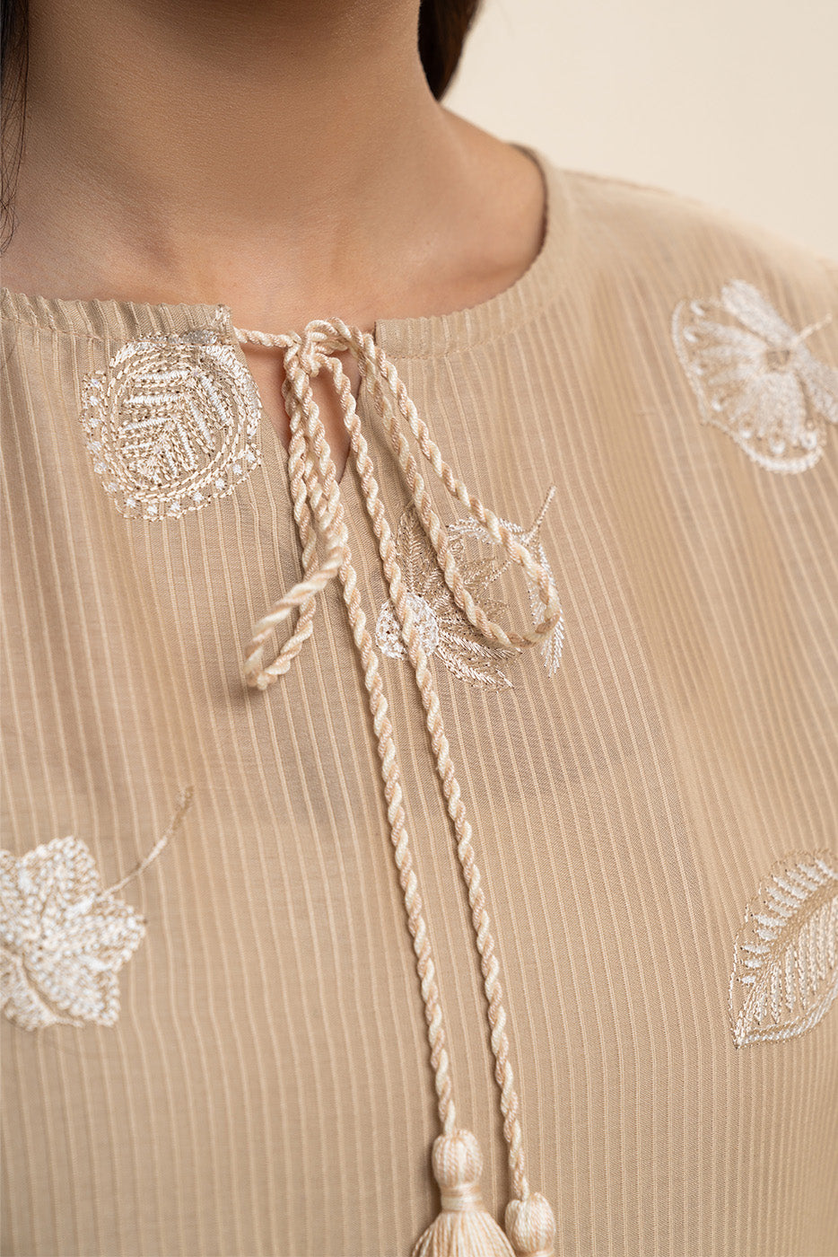 1 PIECE EMBROIDERED  TEXTURED LAWN SHIRT-SAND EDEN (UNSTITCHED)