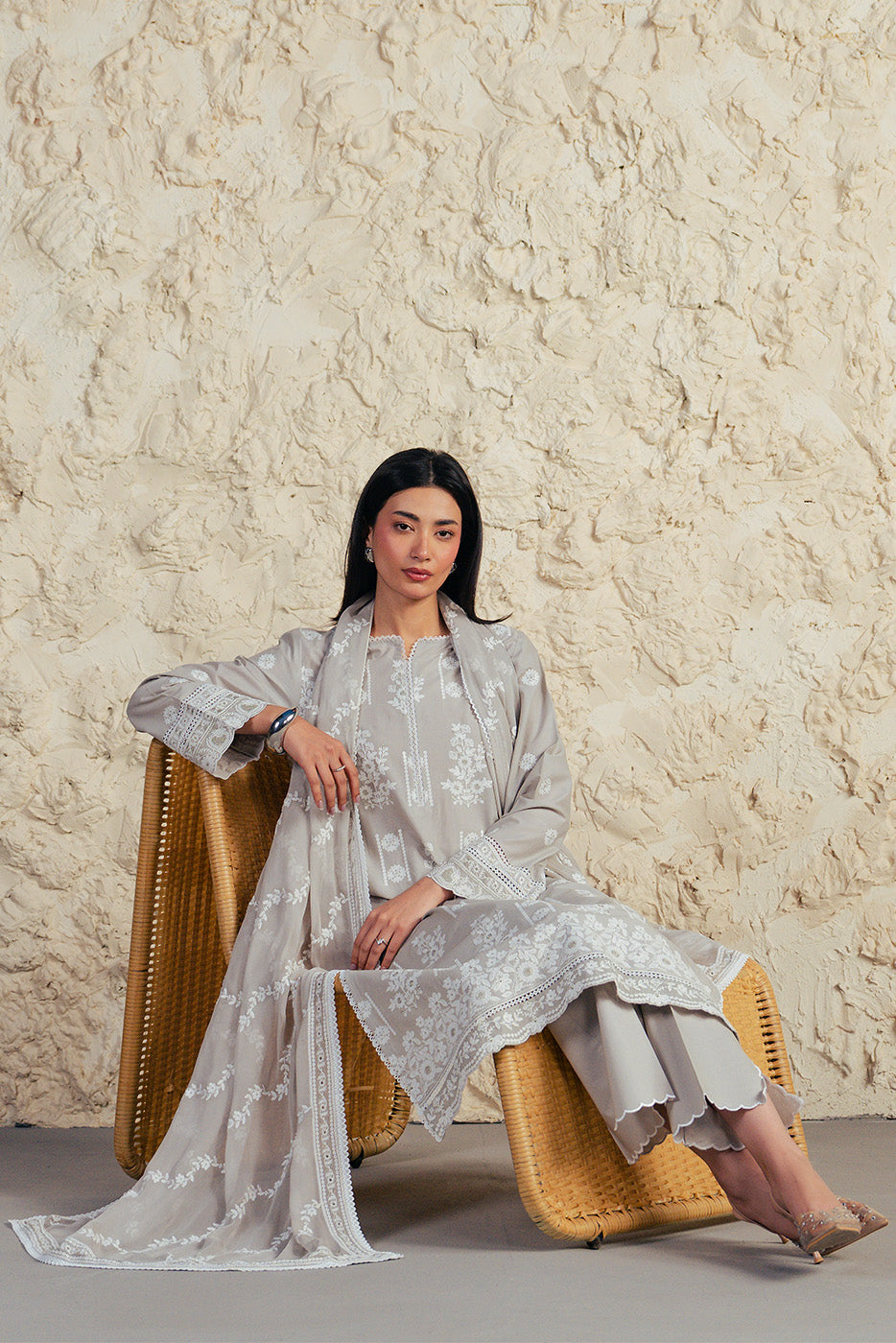 3 PIECE EMBROIDERED LAWN SUIT-GREY GRANITE (UNSTITCHED)