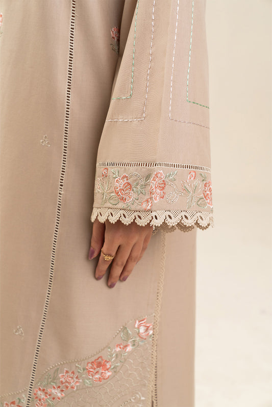 2 PIECE EMBROIDERED LAWN SUIT-PEARL CREAM (UNSTITCHED)