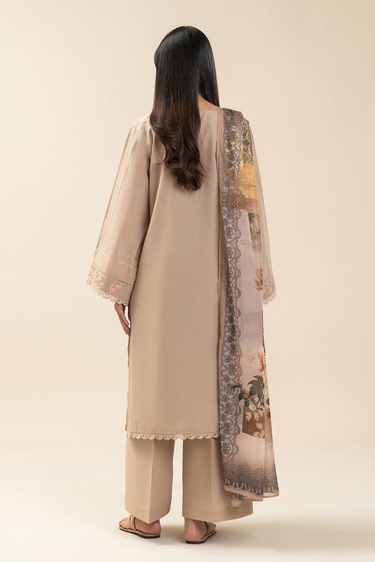 2 PIECE EMBROIDERED LAWN SUIT-PEARL CREAM (UNSTITCHED)