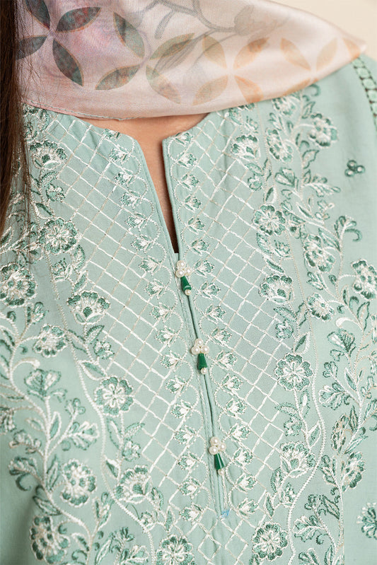 2 PIECE EMBROIDERED LAWN SUIT-MINTY GARDEN (UNSTITCHED)