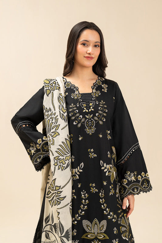 3 PIECE EMBROIDERED LAWN SUIT-SABLE CHIC (UNSTITCHED)