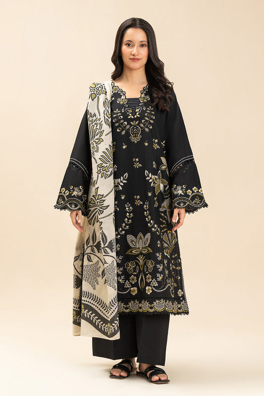 3 PIECE EMBROIDERED LAWN SUIT-SABLE CHIC (UNSTITCHED)