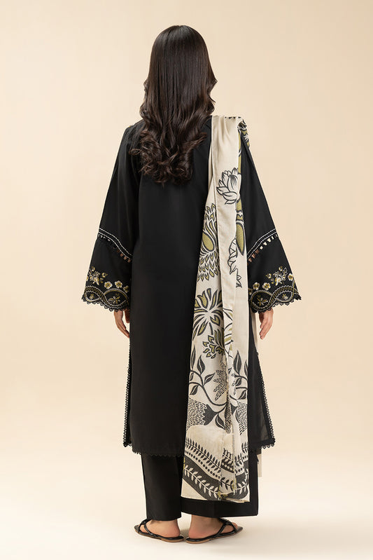 3 PIECE EMBROIDERED LAWN SUIT-SABLE CHIC (UNSTITCHED)