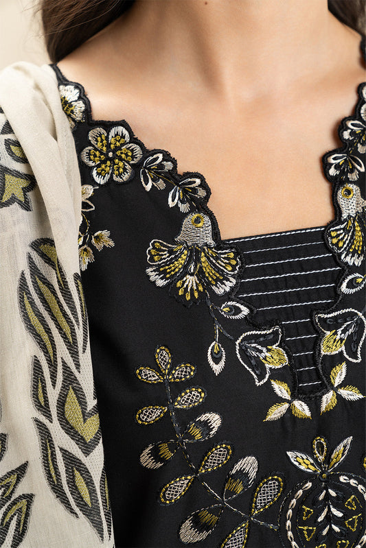 3 PIECE EMBROIDERED LAWN SUIT-SABLE CHIC (UNSTITCHED)