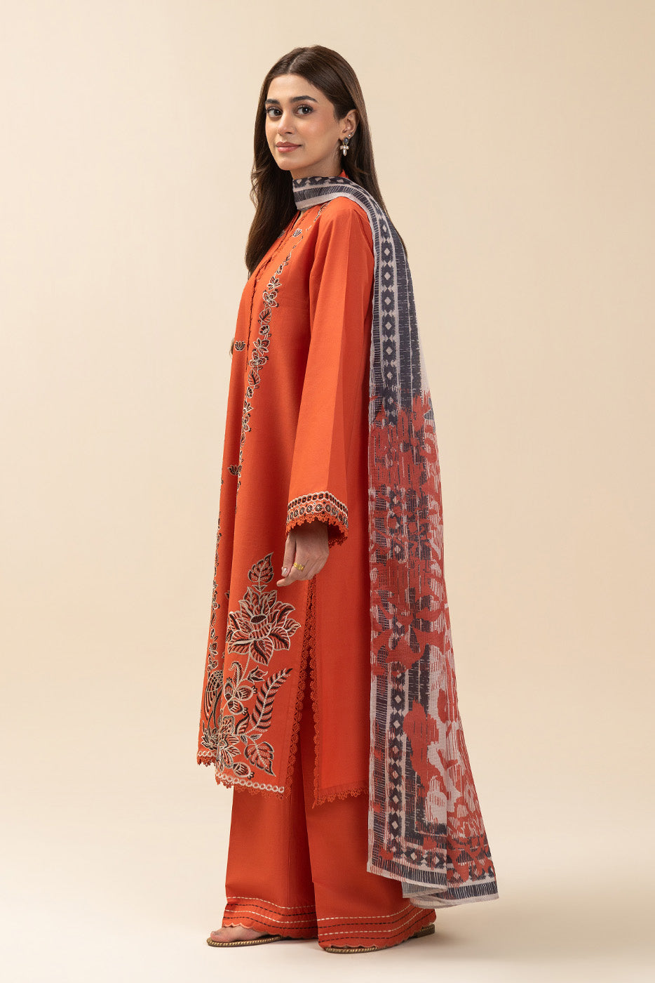 3 PIECE EMBROIDERED LAWN SUIT-SUNSET STREAM (UNSTITCHED)