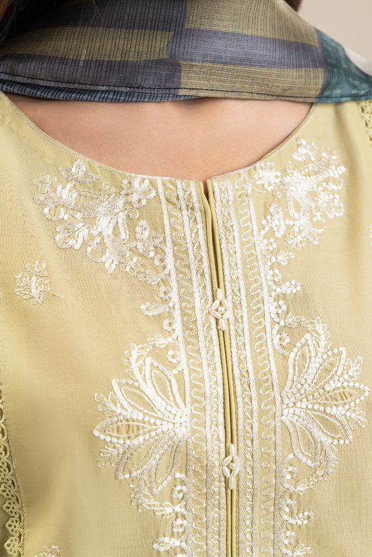 3 PIECE EMBROIDERED LAWN SUIT-SOFT VEIL (UNSTITCHED)