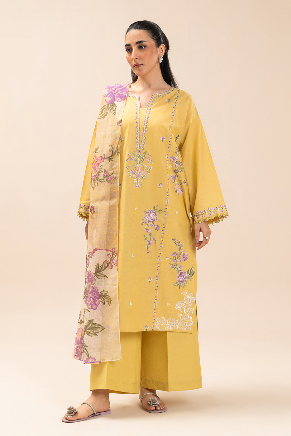 3 PIECE EMBROIDERED LAWN SUIT-SPRING MIST (UNSTITCHED)