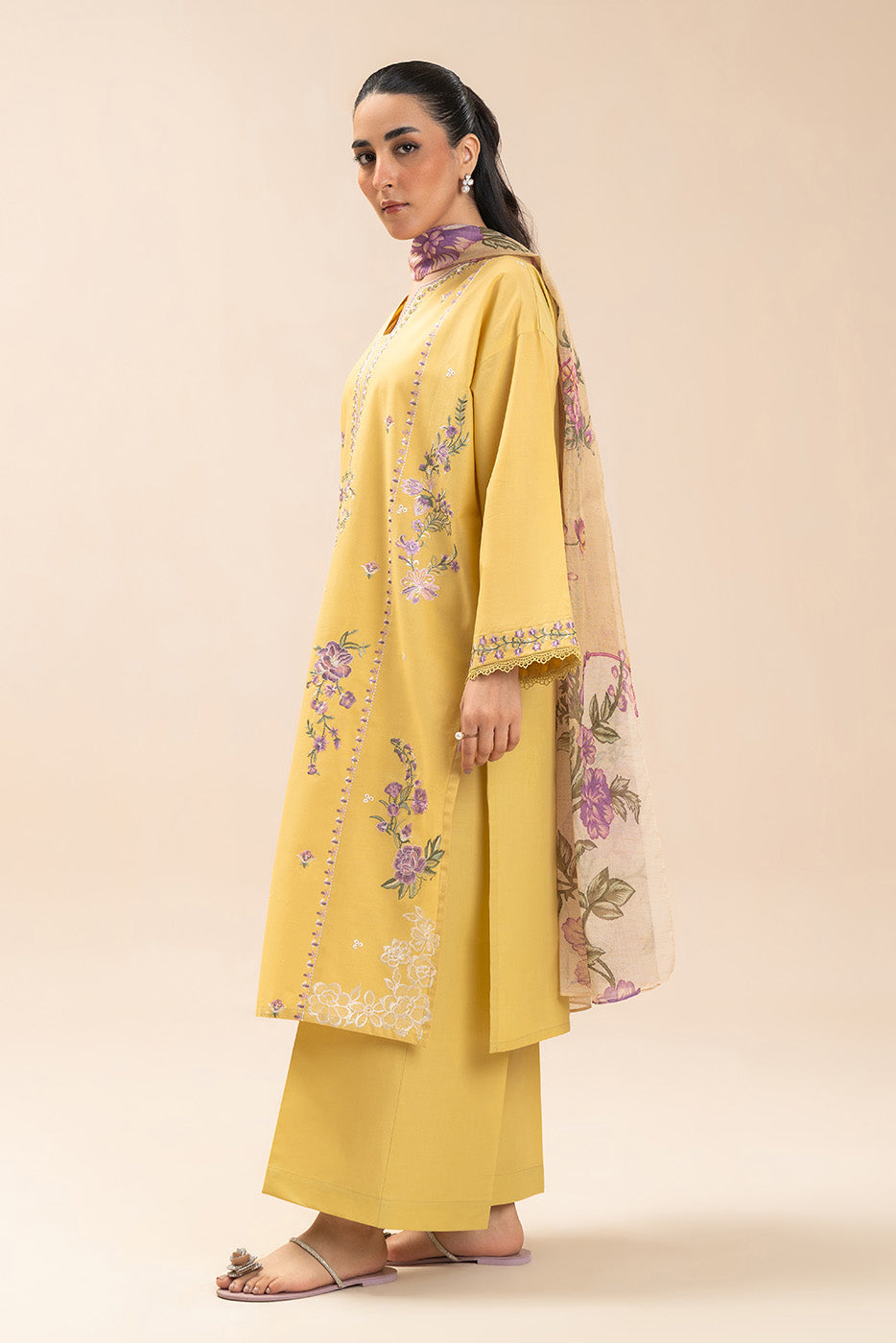 3 PIECE EMBROIDERED LAWN SUIT-SPRING MIST (UNSTITCHED)