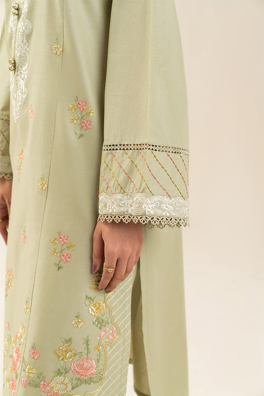 3 PIECE EMBROIDERED LAWN SUIT-CORAL REEF (UNSTITCHED)