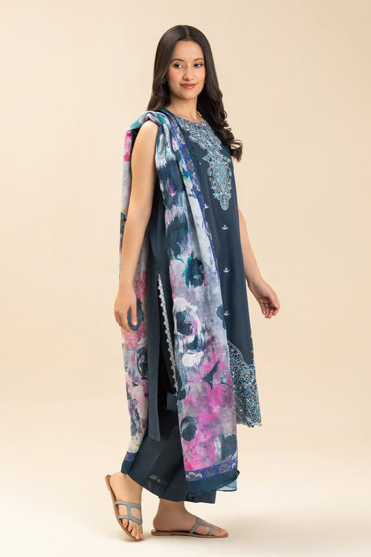 3 PIECE EMBROIDERED LAWN SUIT-STARLIT PETALS (UNSTITCHED)
