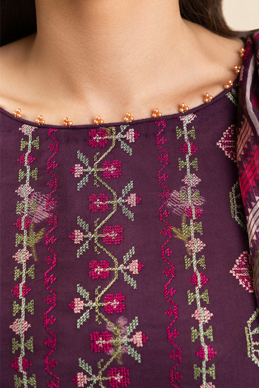 3 PIECE EMBROIDERED LAWN SUIT-AMETHYST BLOOM (UNSTITCHED)