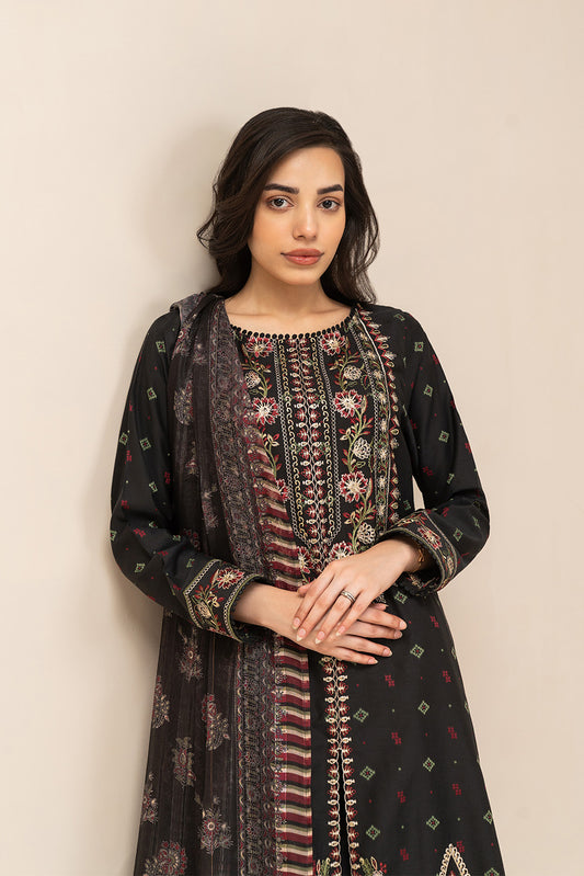 3 PIECE EMBROIDERED  JACQUARD SUIT-SABLE GRACE (UNSTITCHED)