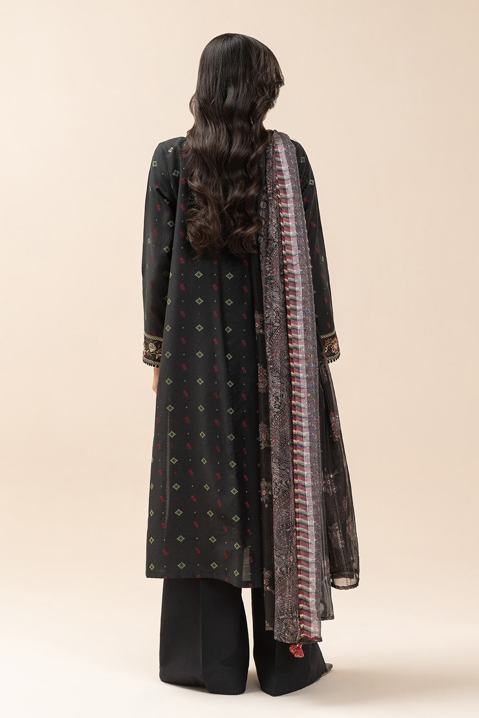 3 PIECE EMBROIDERED  JACQUARD SUIT-SABLE GRACE (UNSTITCHED)