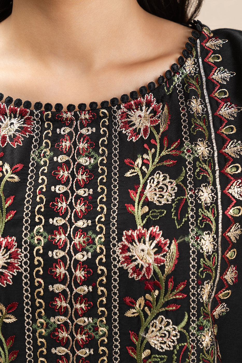 3 PIECE EMBROIDERED  JACQUARD SUIT-SABLE GRACE (UNSTITCHED)