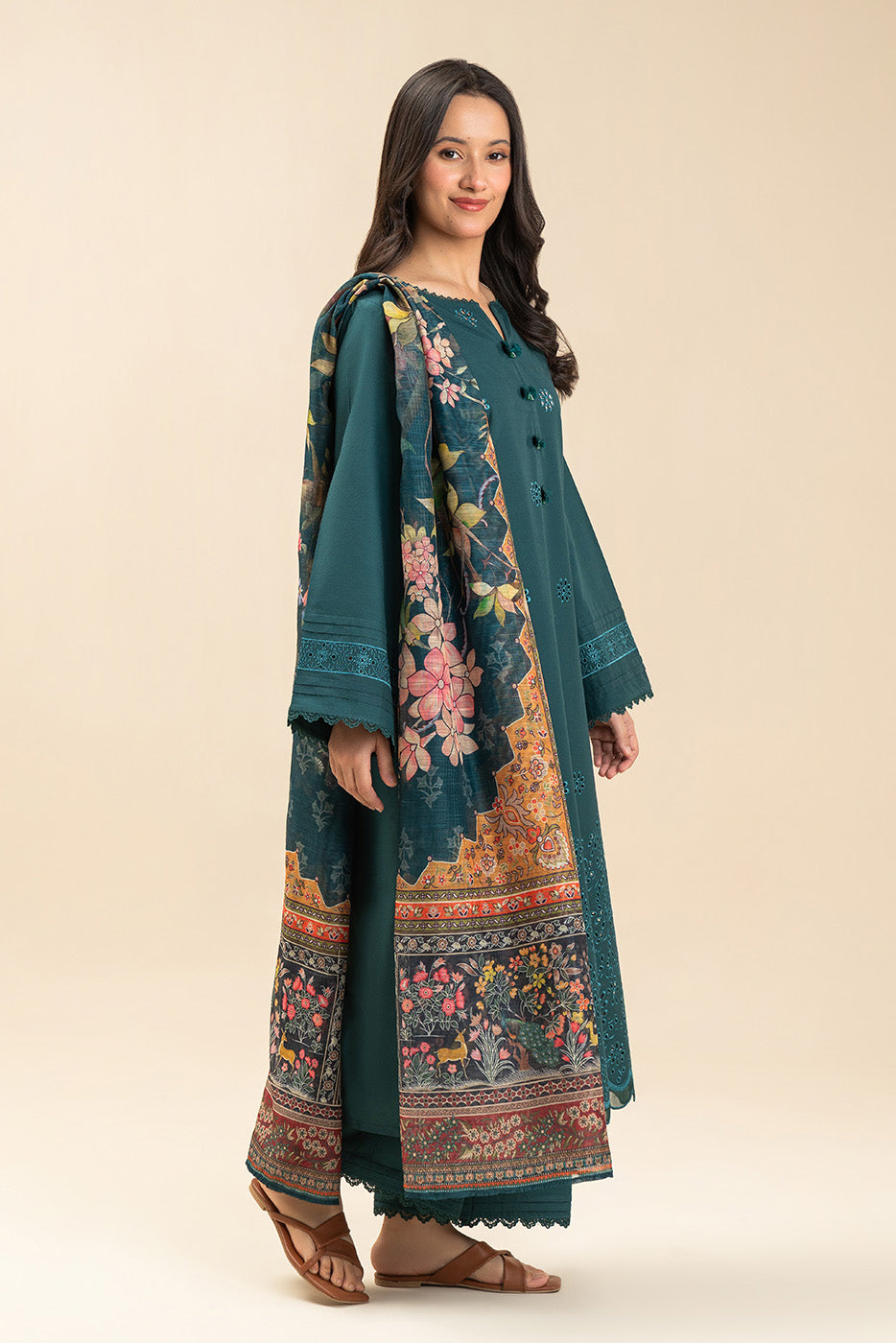 3 PIECE EMBROIDERED LAWN SUIT-PINE GROVE (UNSTITCHED)