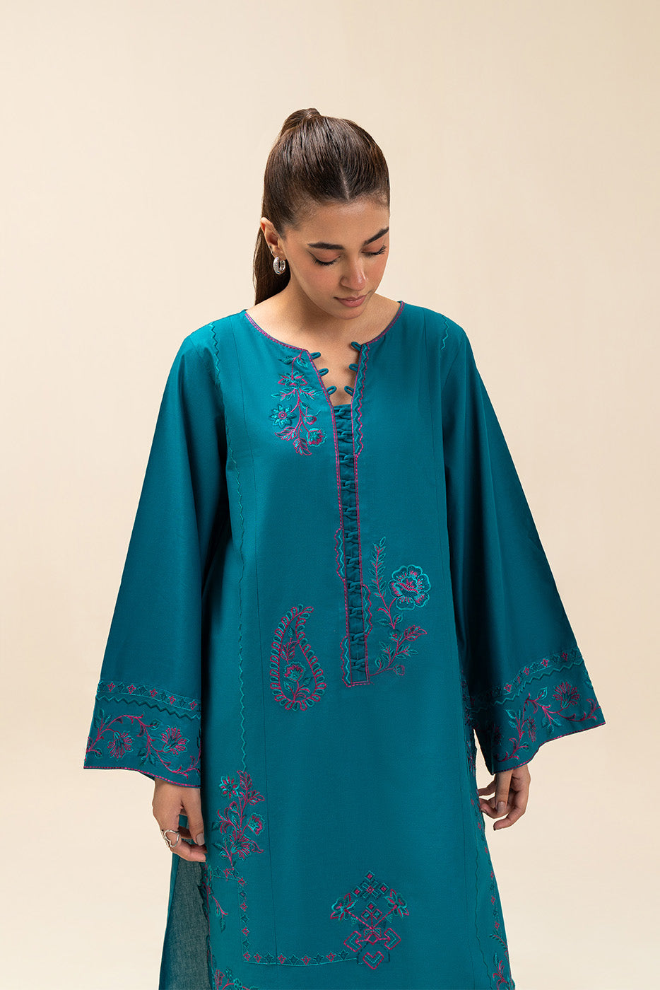 2 PIECE EMBROIDERED LAWN SUIT-TEAL TALISMAN (UNSTITCHED)