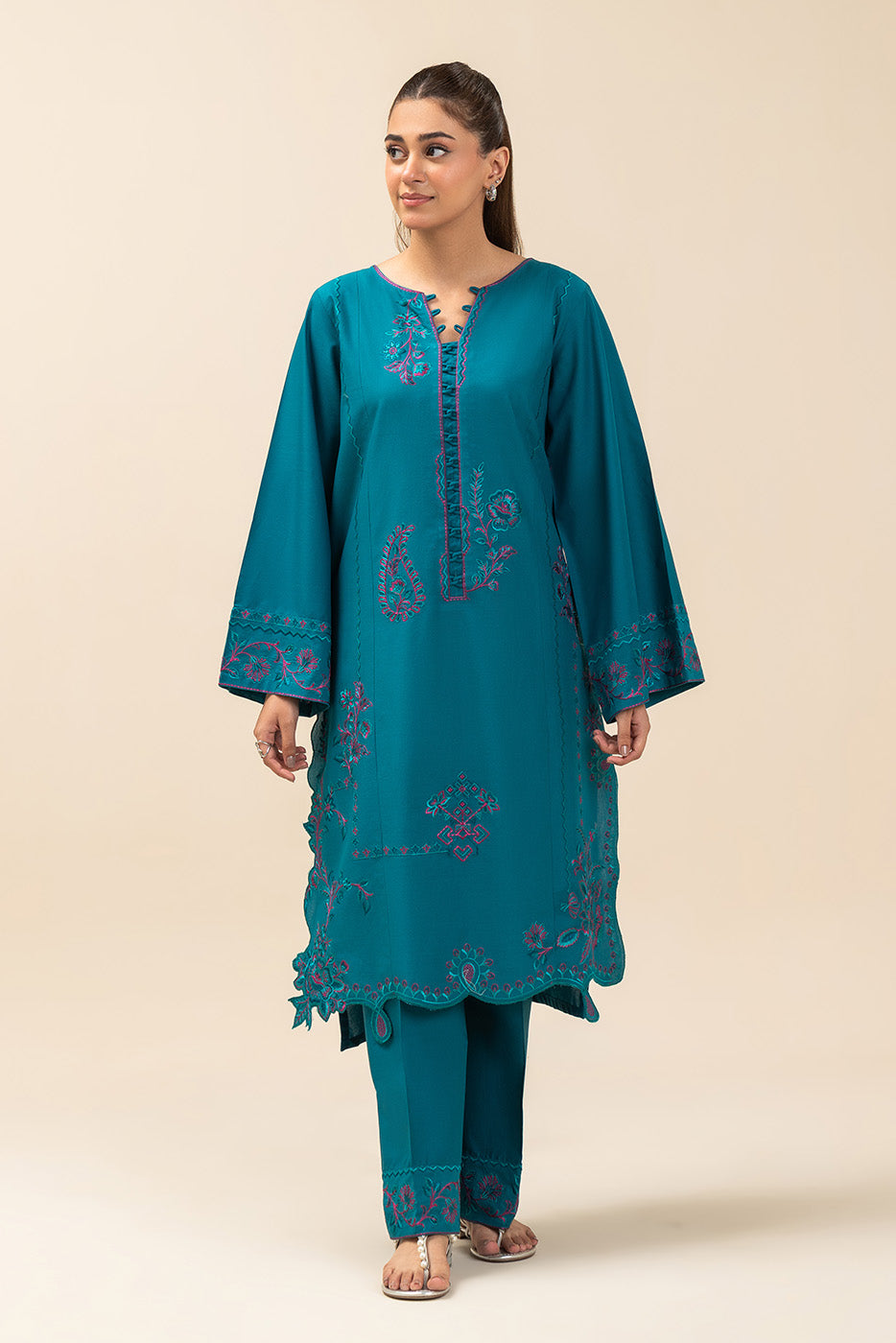 2 PIECE EMBROIDERED LAWN SUIT-TEAL TALISMAN (UNSTITCHED)