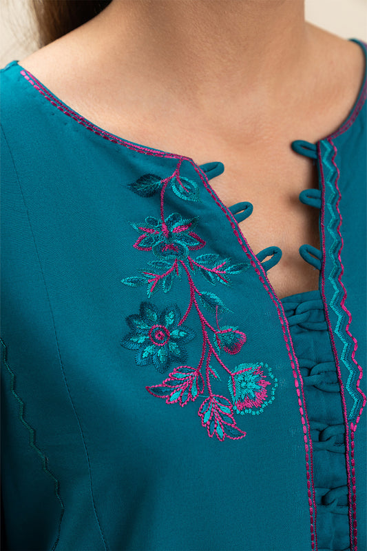 2 PIECE EMBROIDERED LAWN SUIT-TEAL TALISMAN (UNSTITCHED)