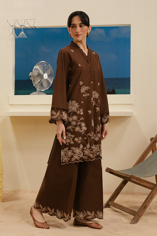 2 PIECE EMBROIDERED LAWN SUIT-EARTHLY BRONZE (UNSTITCHED)