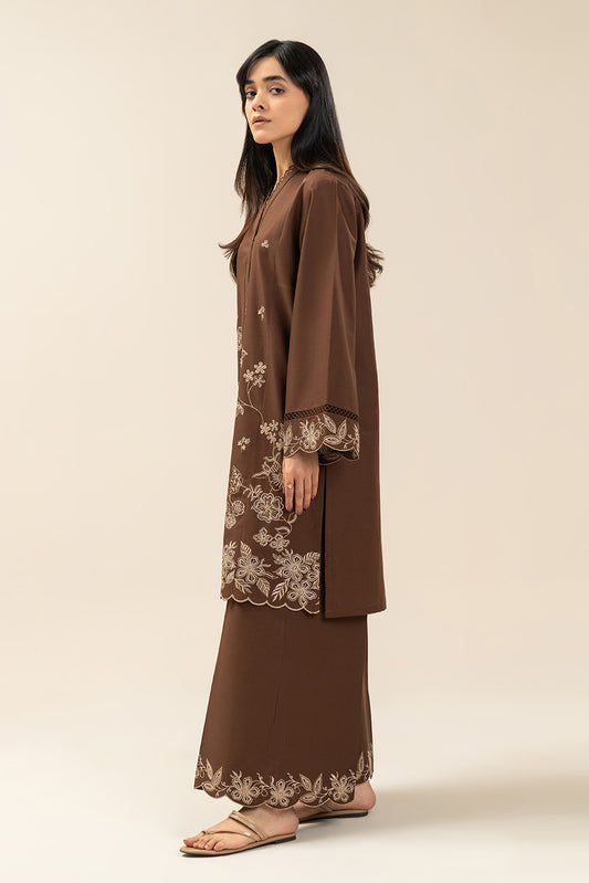 2 PIECE EMBROIDERED LAWN SUIT-EARTHLY BRONZE (UNSTITCHED)