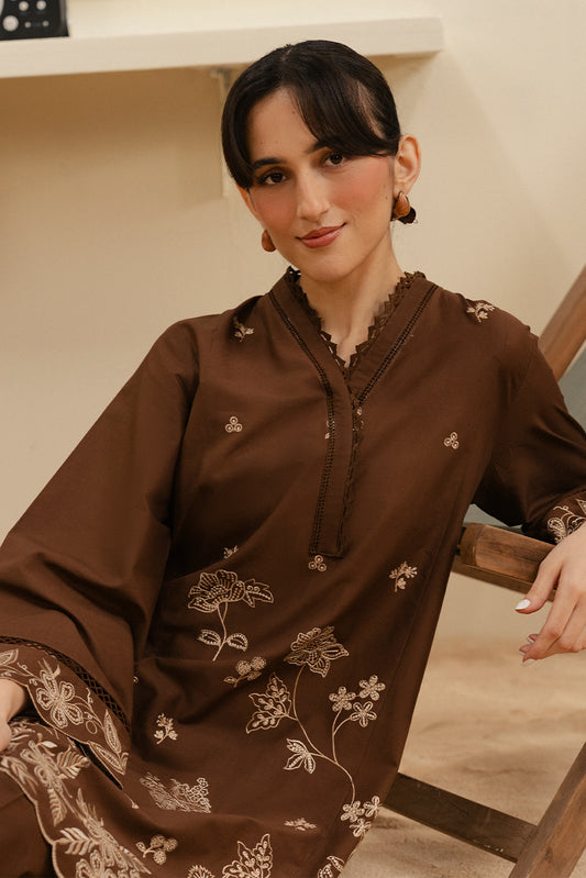 2 PIECE EMBROIDERED LAWN SUIT-EARTHLY BRONZE (UNSTITCHED)
