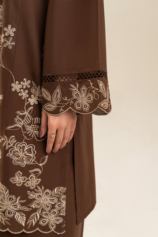 2 PIECE EMBROIDERED LAWN SUIT-EARTHLY BRONZE (UNSTITCHED)