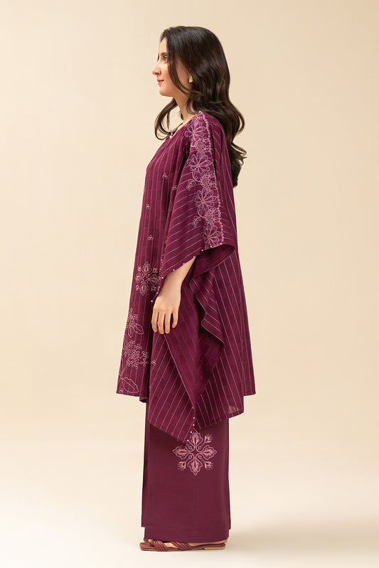 2 PICE EMBROIDERED SELF JACQUARD SUIT-FUCHSIA FLARE (UNSTITCHED)