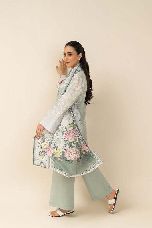 3 PIECE PRINTED LAWN SUIT-PASTEL BLOOM (UNSTITCHED)