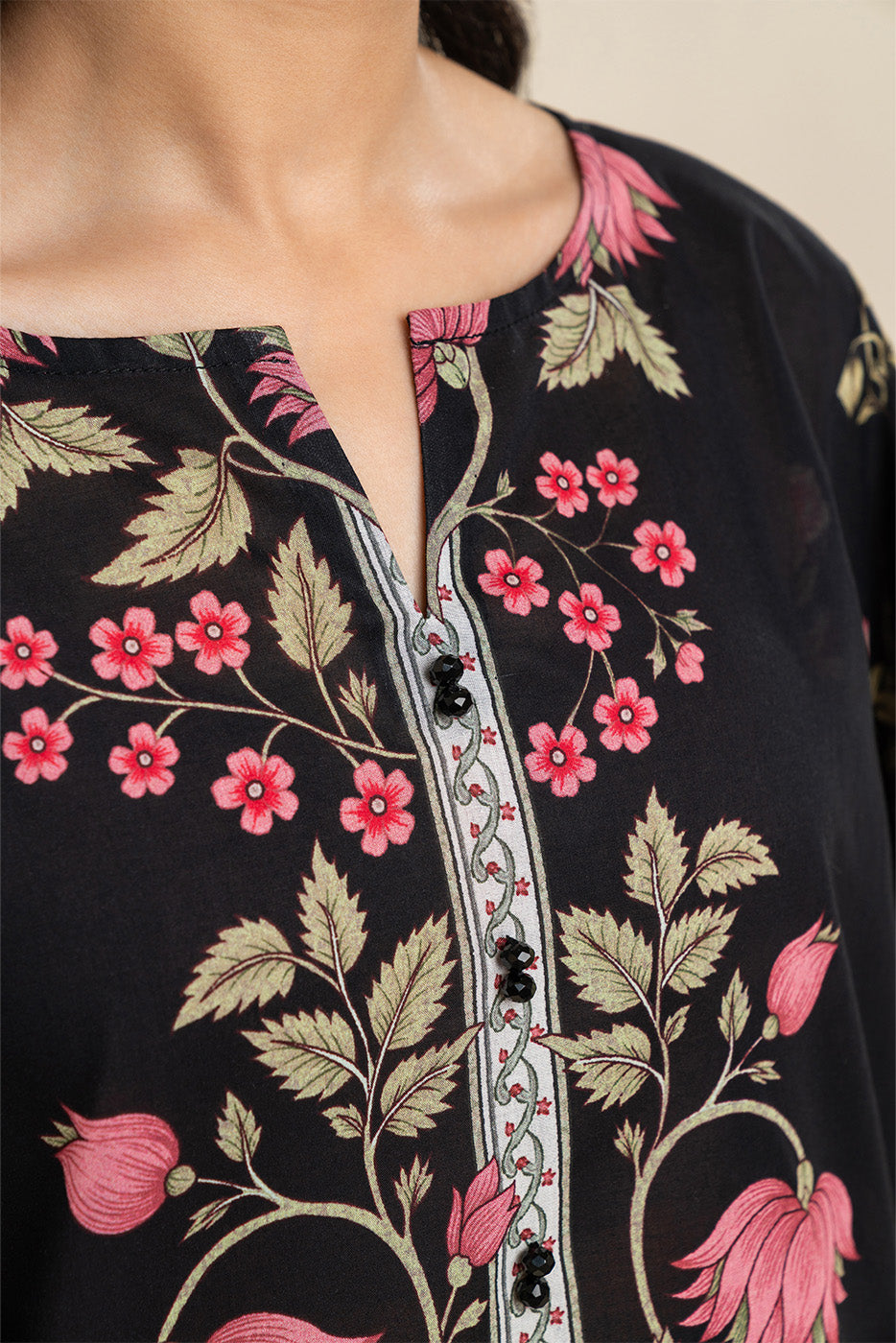 3 PIECE PRINTED LAWN SUIT-EVENING GARDEN (UNSTITCHED)
