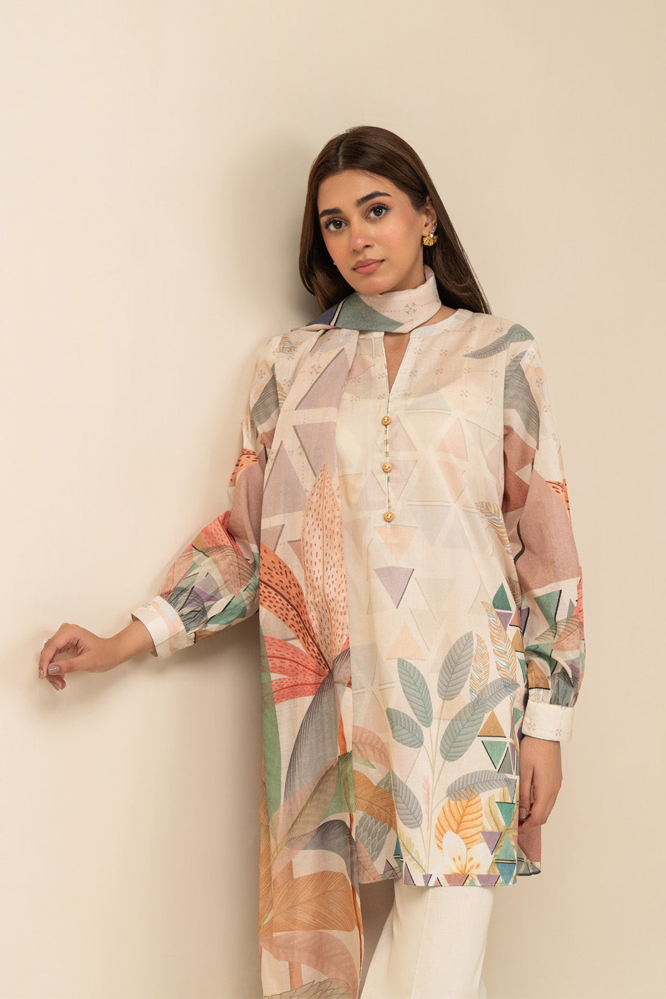 3 PIECE PRINTED LAWN SUIT-MUTED HARMONY (UNSTITCHED)