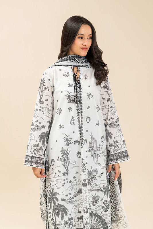 3 PIECE PRINTED LAWN SUIT-HERITAGE NOIR (UNSTITCHED)