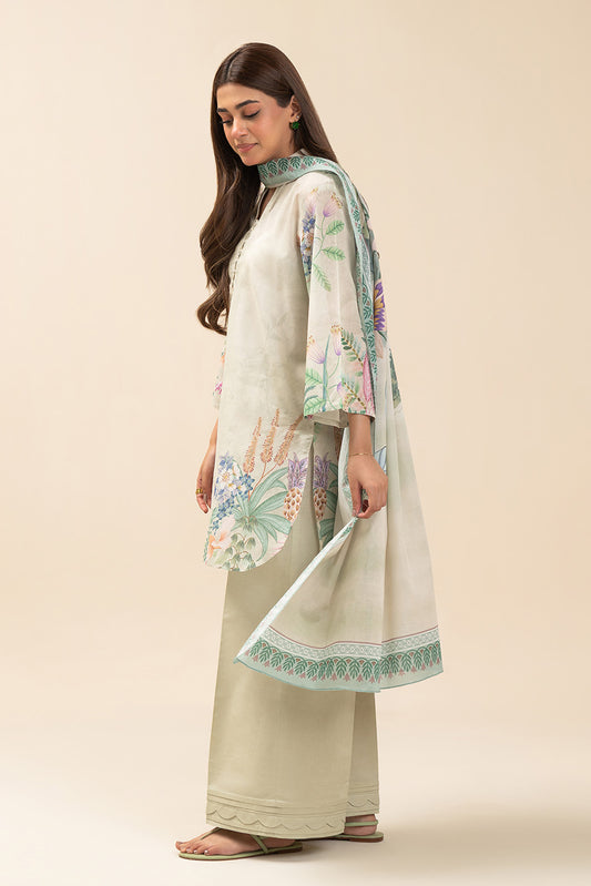 3 PIECE PRINTED LAWN SUIT-SPRING SERENITY (UNSTITCHED)