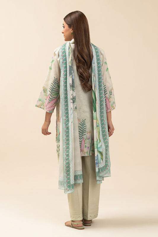 3 PIECE PRINTED LAWN SUIT-SPRING SERENITY (UNSTITCHED)