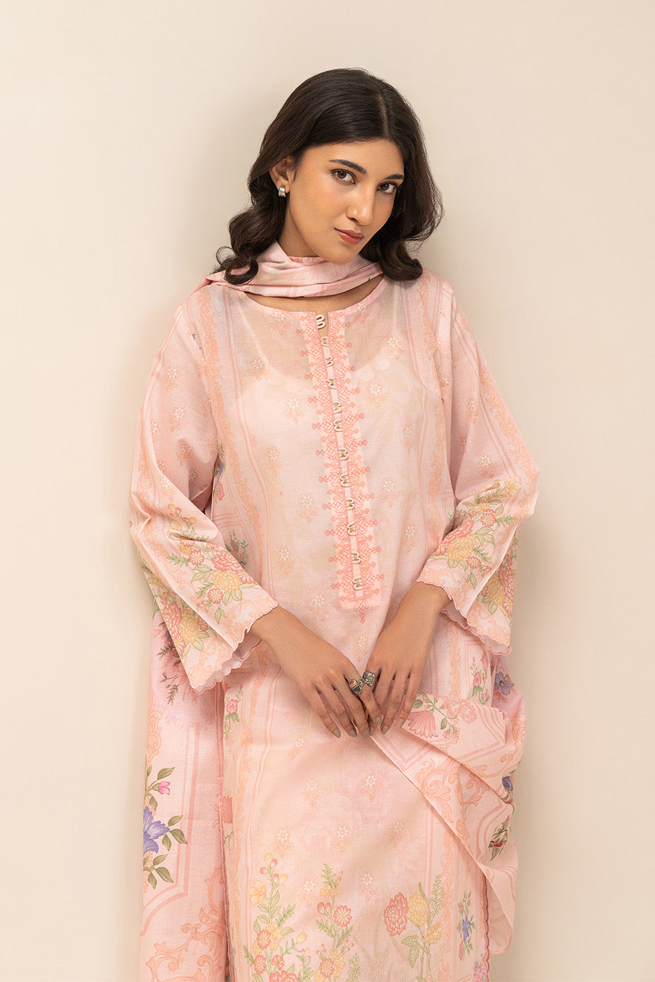 3 PIECE PRINT LAWN SUIT-PASTEL SERENITY (UNSTITCHED)