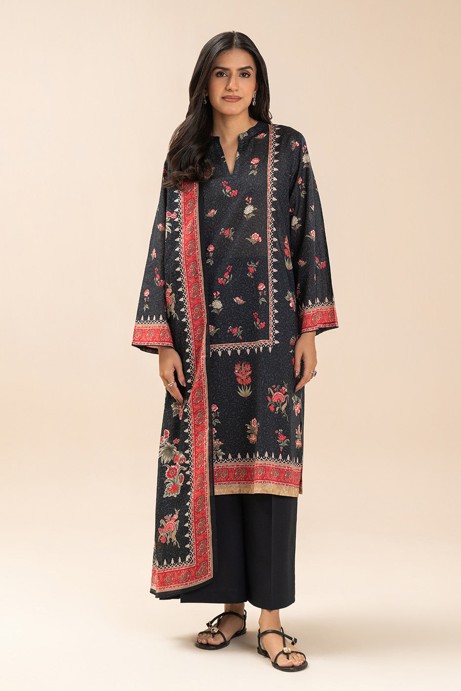 3 PIECE PRINT LAWN SUIT-FLORAL MUSK (UNSTITCHED)