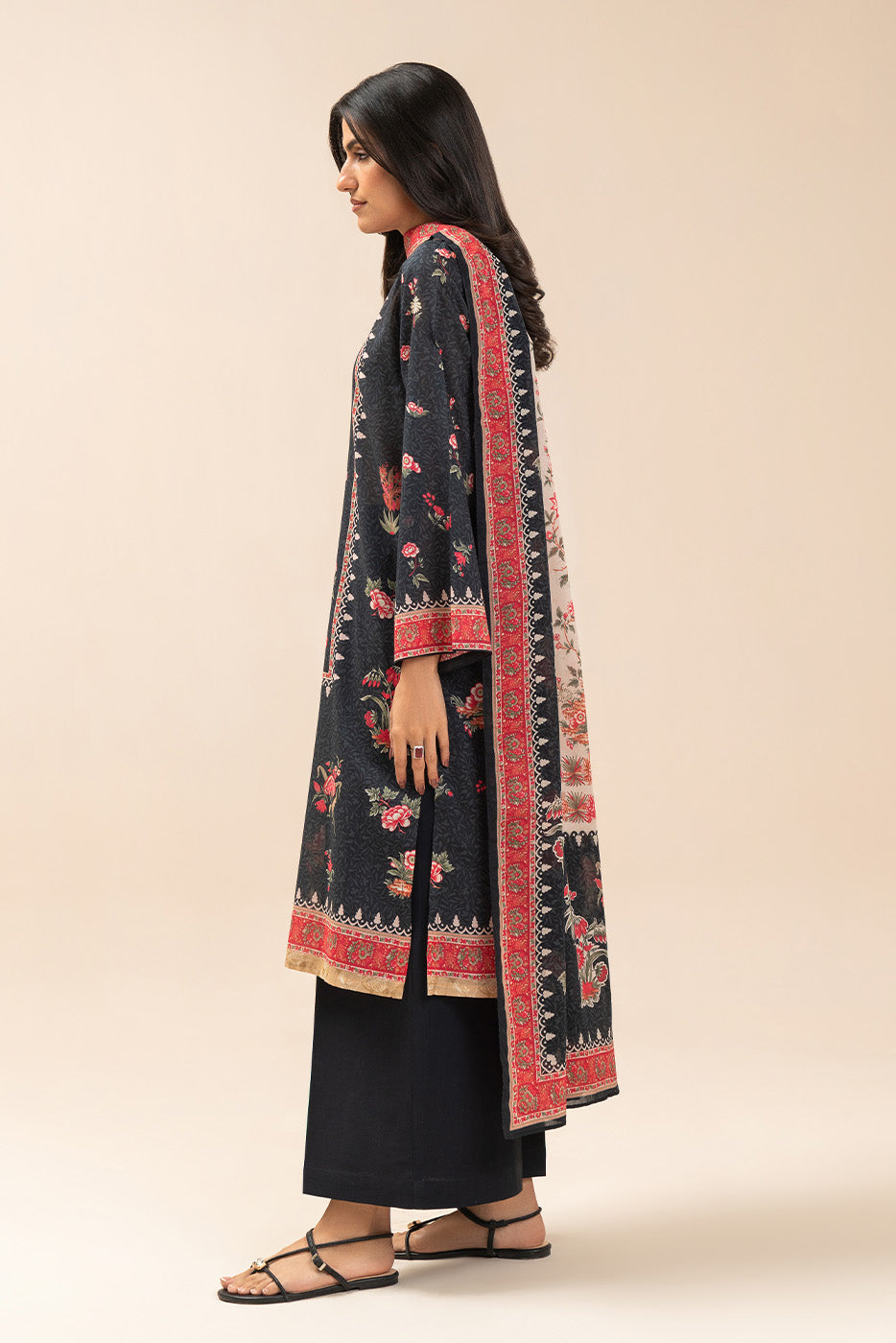 3 PIECE PRINT LAWN SUIT-FLORAL MUSK (UNSTITCHED)