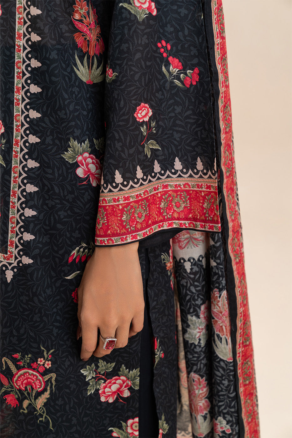 3 PIECE PRINT LAWN SUIT-FLORAL MUSK (UNSTITCHED)