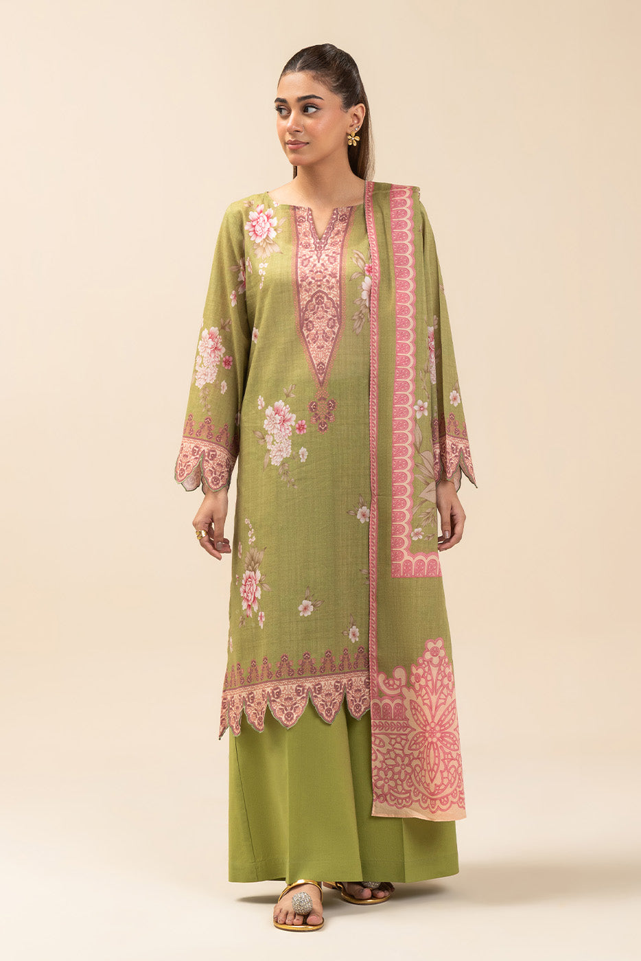 3 PIECE PRINTED LAWN SUIT-GRASS GAINS (UNSTITCHED)