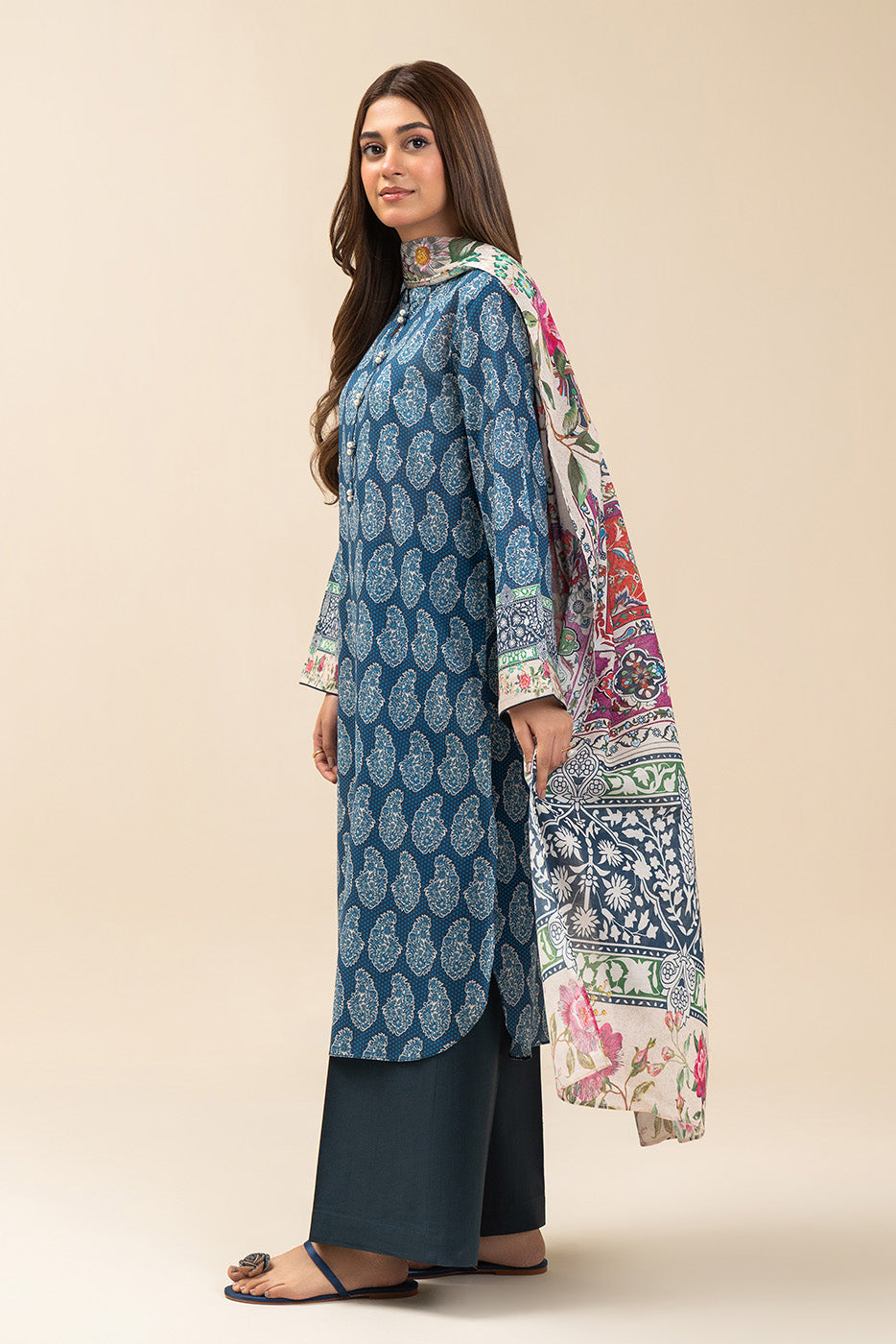 3 PIECE PRINTED LAWN SUIT-HERITAGE HAZE (UNSTITCHED)