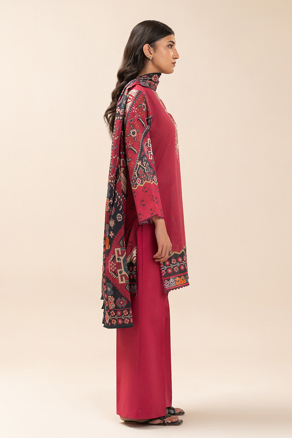 3 PIECE PRINT LAWN SUIT-SCARLET AURA (UNSTITCHED)