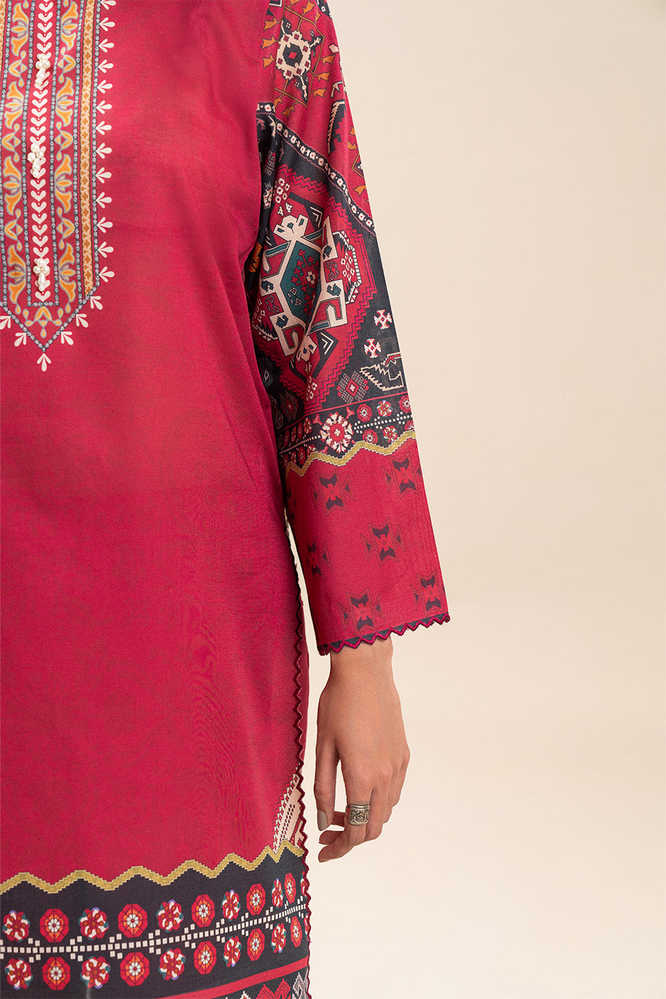 3 PIECE PRINT LAWN SUIT-SCARLET AURA (UNSTITCHED)