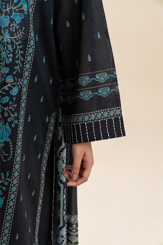 3 PIECE PRINTED LAWN SUIT-MYSTERY BLUE (UNSTITCHED)