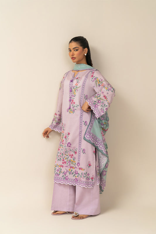3 PIECE PRINTED LAWN SUIT-SPRING SAGE (UNSTITCHED)