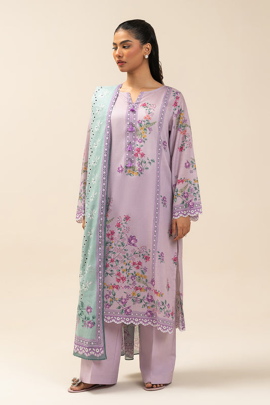 3 PIECE PRINTED LAWN SUIT-SPRING SAGE (UNSTITCHED)