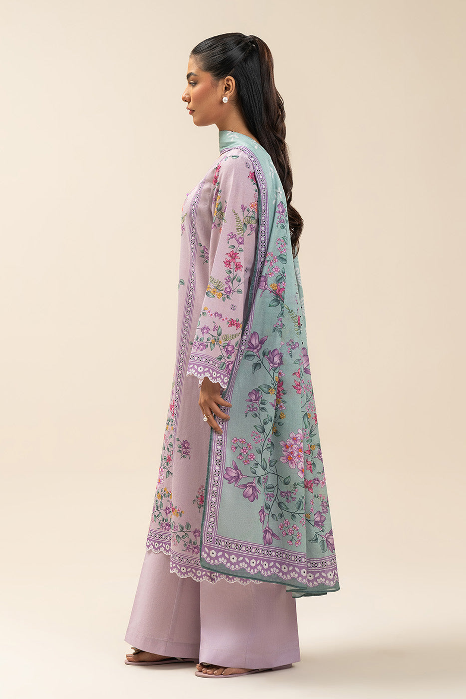 3 PIECE PRINTED LAWN SUIT-SPRING SAGE (UNSTITCHED)